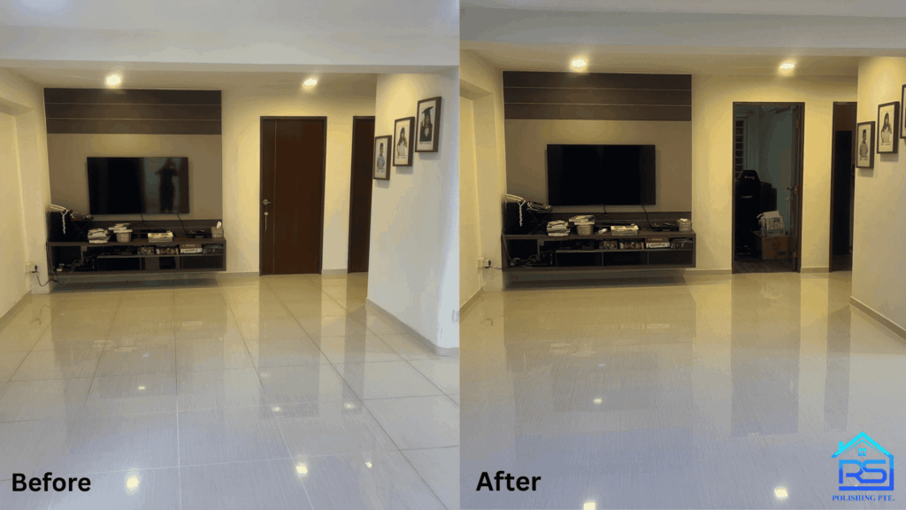 Polishing homogeneous tiles to a brilliant shine with advanced equipment.